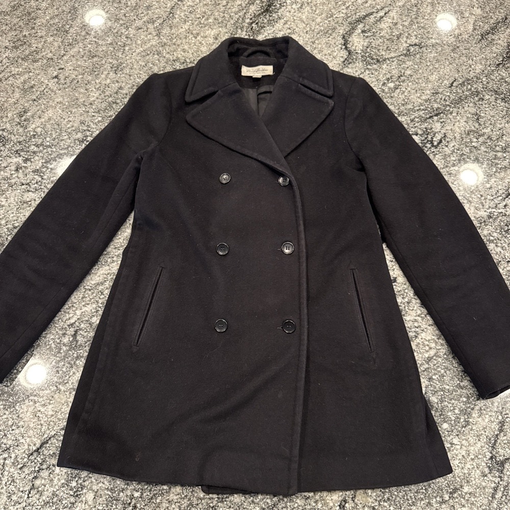 Brooks Brothers 1818 Woman's Size 2 Black Pea Coat 100% Wool #Shelf‎